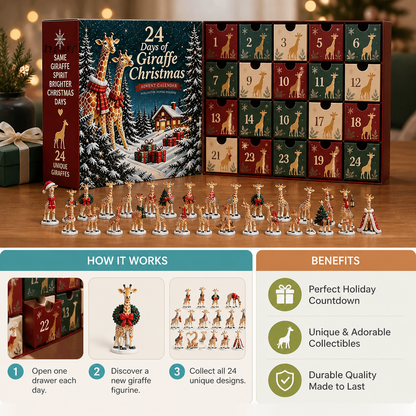 24-Day Christmas Giraffe Figurine Advent Calendar