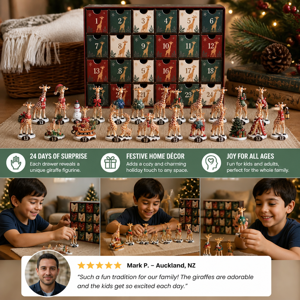24-Day Christmas Giraffe Figurine Advent Calendar