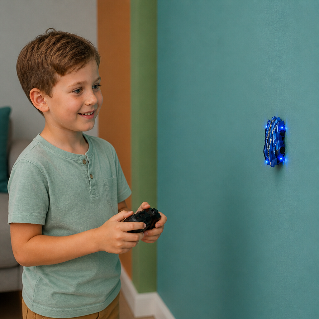 Remote Control Wall-Climbing Car with LED Lights