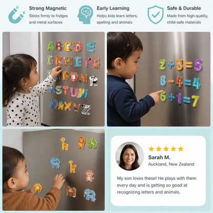 Animal Alphabet & Number Fridge Magnets – Kids’ Spelling and Learning Set