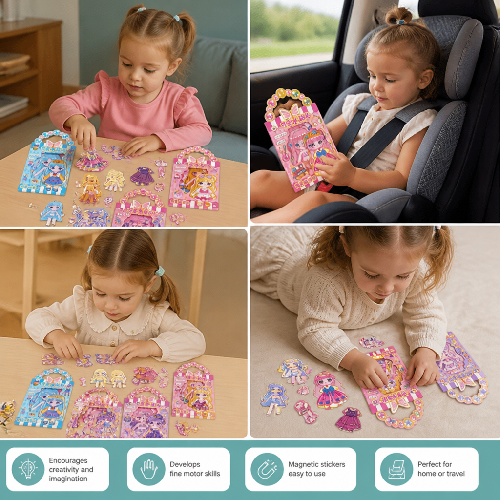 Princess Magnetic Dress-Up Set with 3D Stickers