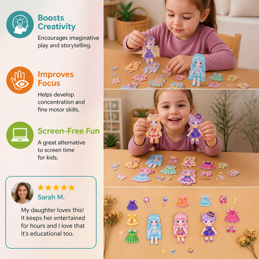 Princess Magnetic Dress-Up Set with 3D Stickers