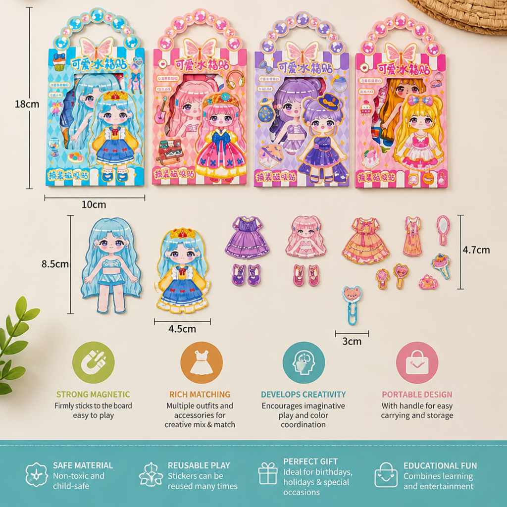 Princess Magnetic Dress-Up Set with 3D Stickers