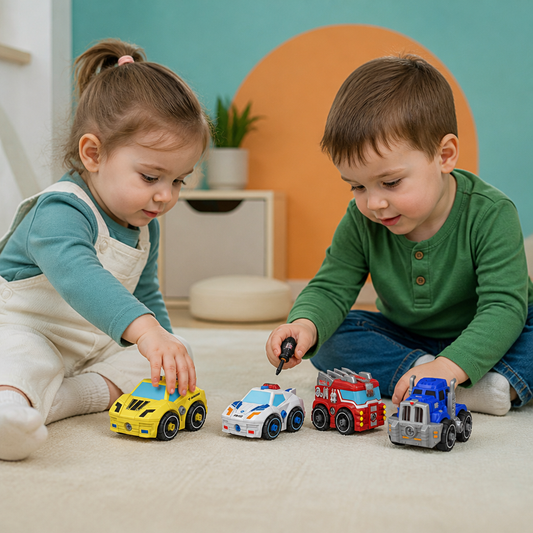 4-Piece DIY Take-Apart City Vehicle Set with Toy Drill