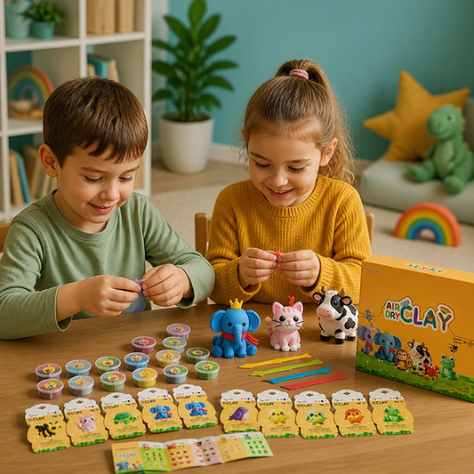 12-Piece Air Dry Clay Animal Craft Kit for Kids