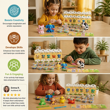12-Piece Air Dry Clay Animal Craft Kit for Kids