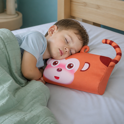 Calming Ergonomic Kids’ Pillow with Cartoon Animal Pillowcase