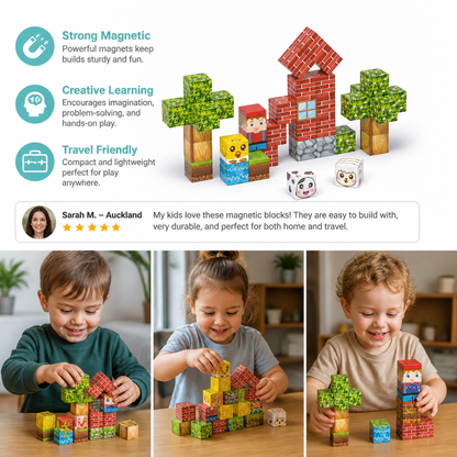 40-Piece Magnetic Building Blocks Set for Kids – Perfect for On-the-Go Fun