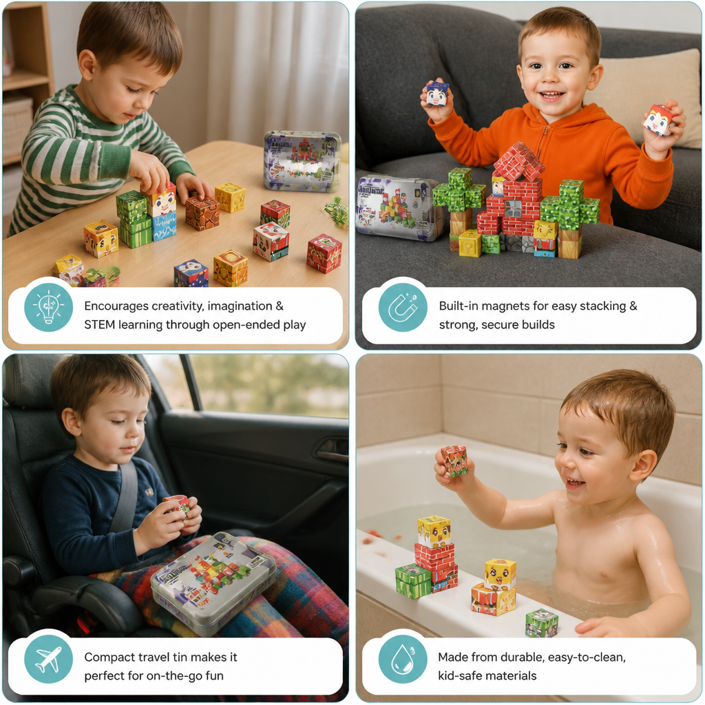 40-Piece Magnetic Building Blocks Set for Kids – Perfect for On-the-Go Fun