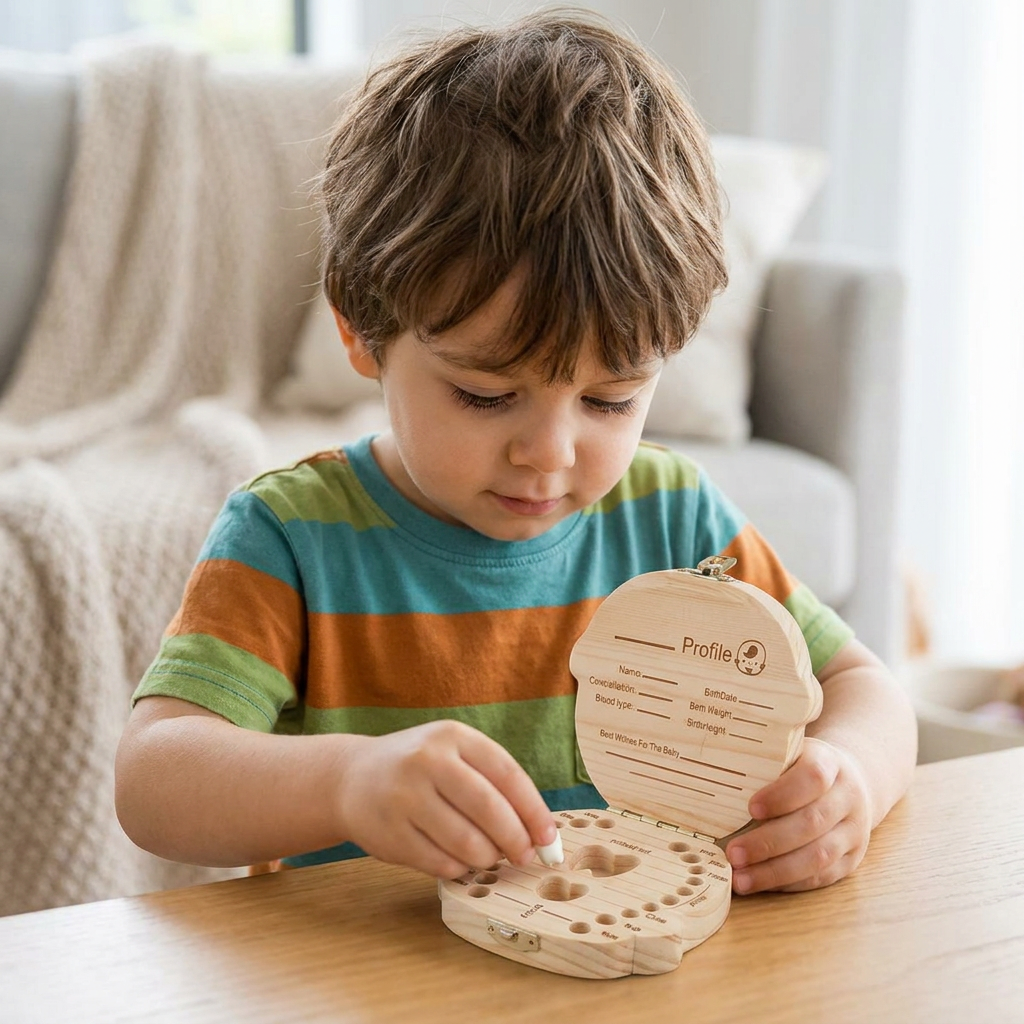 Wooden Baby Tooth Box – Kids Milk Teeth Storage & Keepsake Organizer
