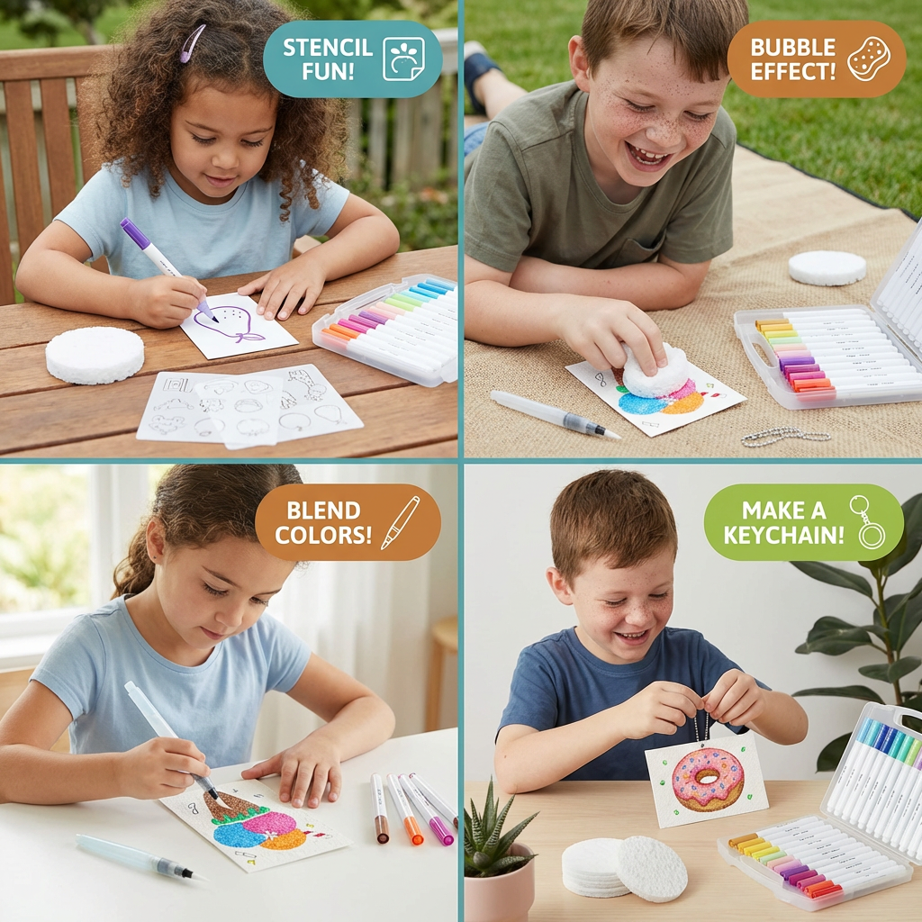 Creative Sponge Painting Art Set for Kids – DIY Bubble Effect Craft Kit