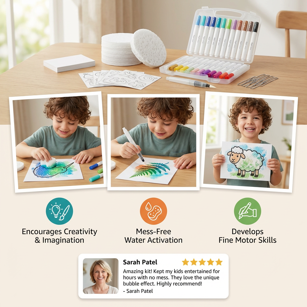 Creative Sponge Painting Art Set for Kids – DIY Bubble Effect Craft Kit