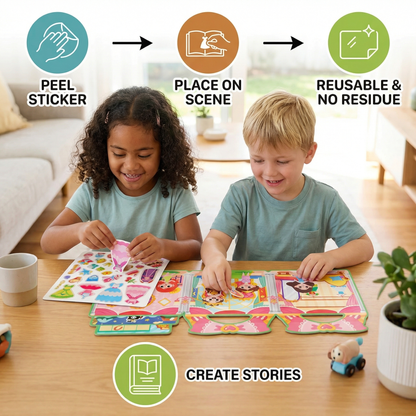 Reusable Montessori Sticker Books with Various Themed Worlds