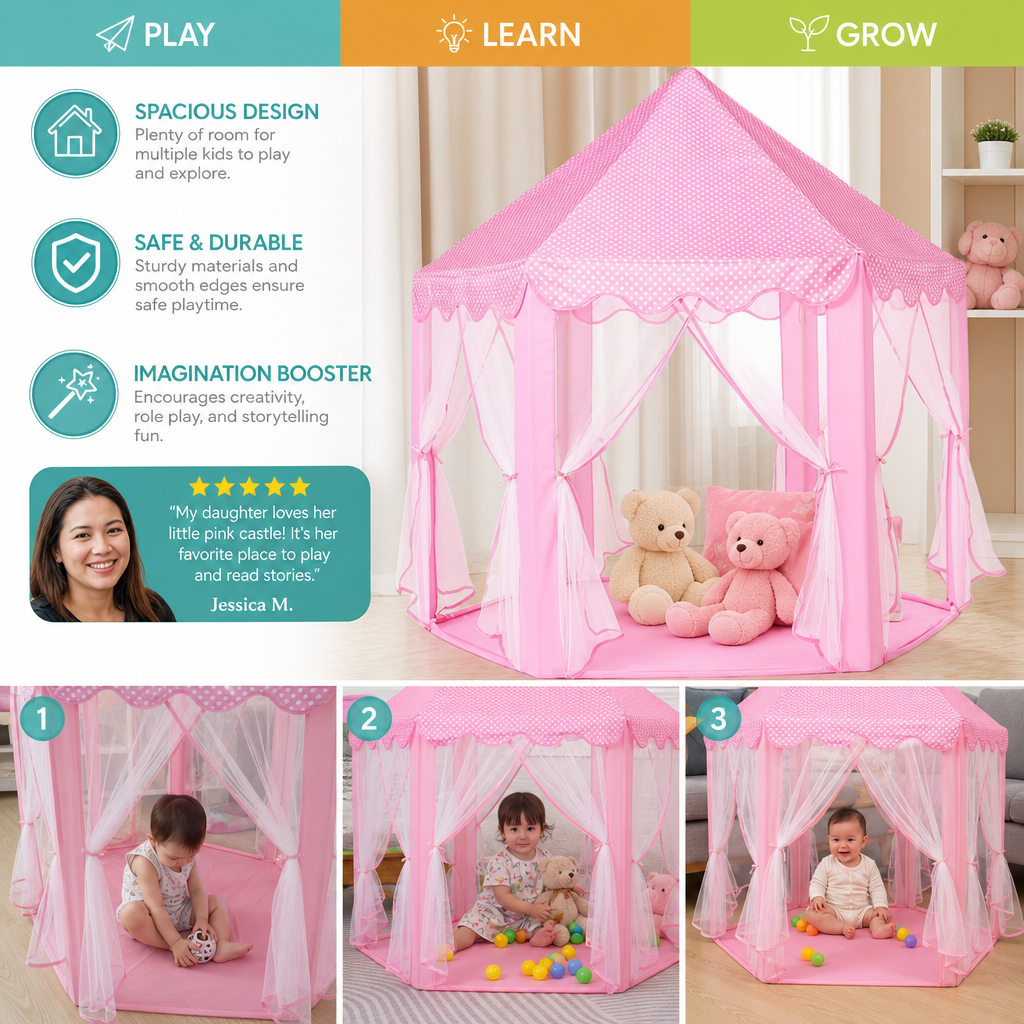 Princess Castle Play Tent for Indoor & Outdoor Fun