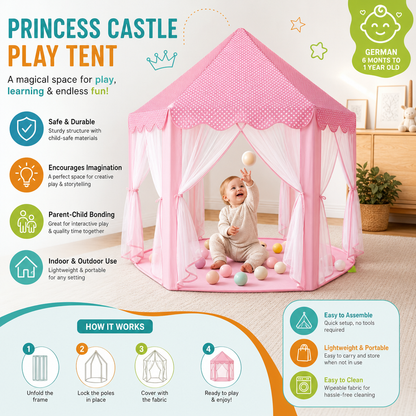 Princess Castle Play Tent for Indoor & Outdoor Fun