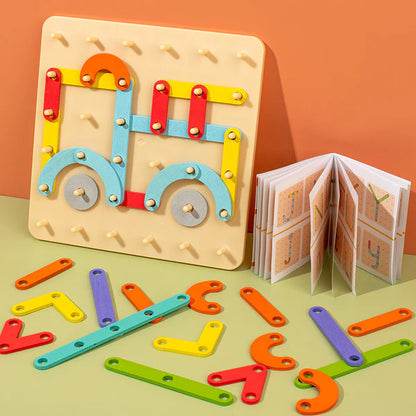Creative Montessori Nail Puzzle Toy Made of Wood