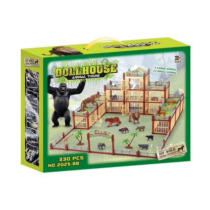 Modular Build-Your-Own Zoo Playset with Animal Figures & Interactive Cages