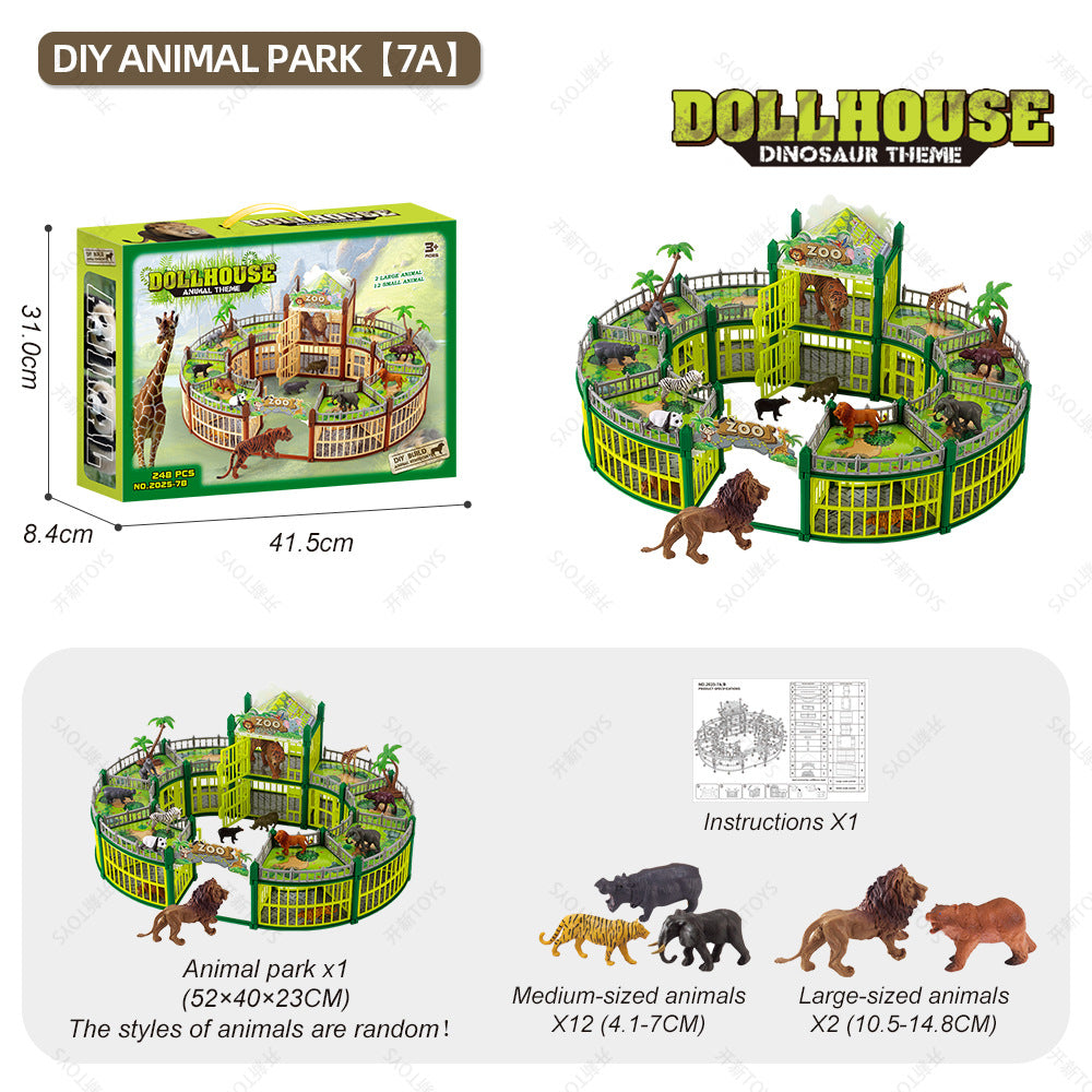 Modular Build-Your-Own Zoo Playset with Animal Figures & Interactive Cages