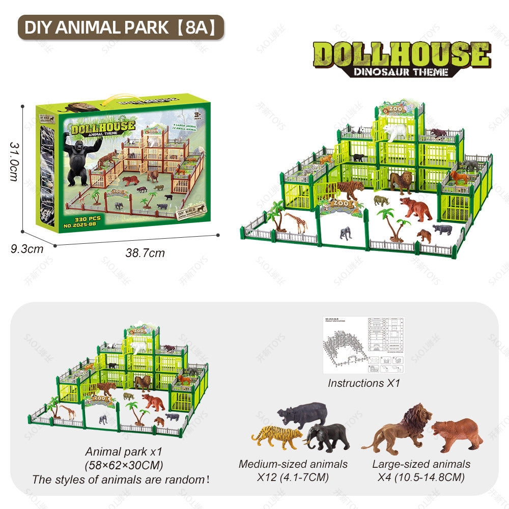 Modular Build-Your-Own Zoo Playset with Animal Figures & Interactive Cages