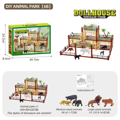 Modular Build-Your-Own Zoo Playset with Animal Figures & Interactive Cages