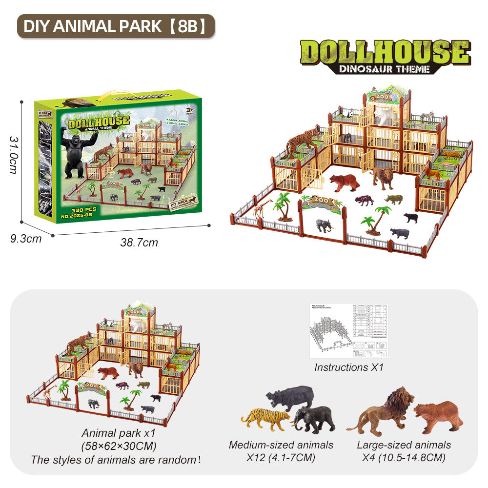 Modular Build-Your-Own Zoo Playset with Animal Figures & Interactive Cages