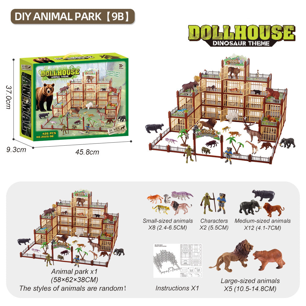 Modular Build-Your-Own Zoo Playset with Animal Figures & Interactive Cages
