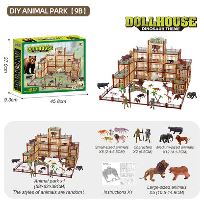 Modular Build-Your-Own Zoo Playset with Animal Figures & Interactive Cages