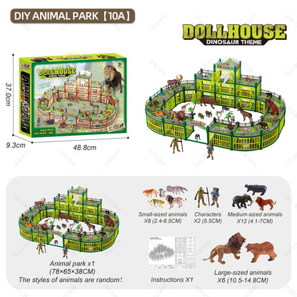 Modular Build-Your-Own Zoo Playset with Animal Figures & Interactive Cages