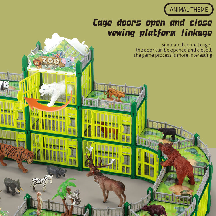 Modular Build-Your-Own Zoo Playset with Animal Figures & Interactive Cages