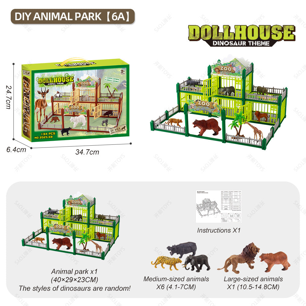 Modular Build-Your-Own Zoo Playset with Animal Figures & Interactive Cages