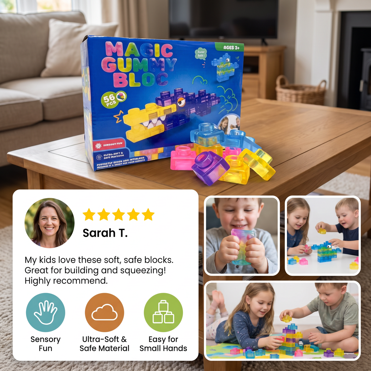 Safe & Soft Squishy Jelly Building Blocks for Kids