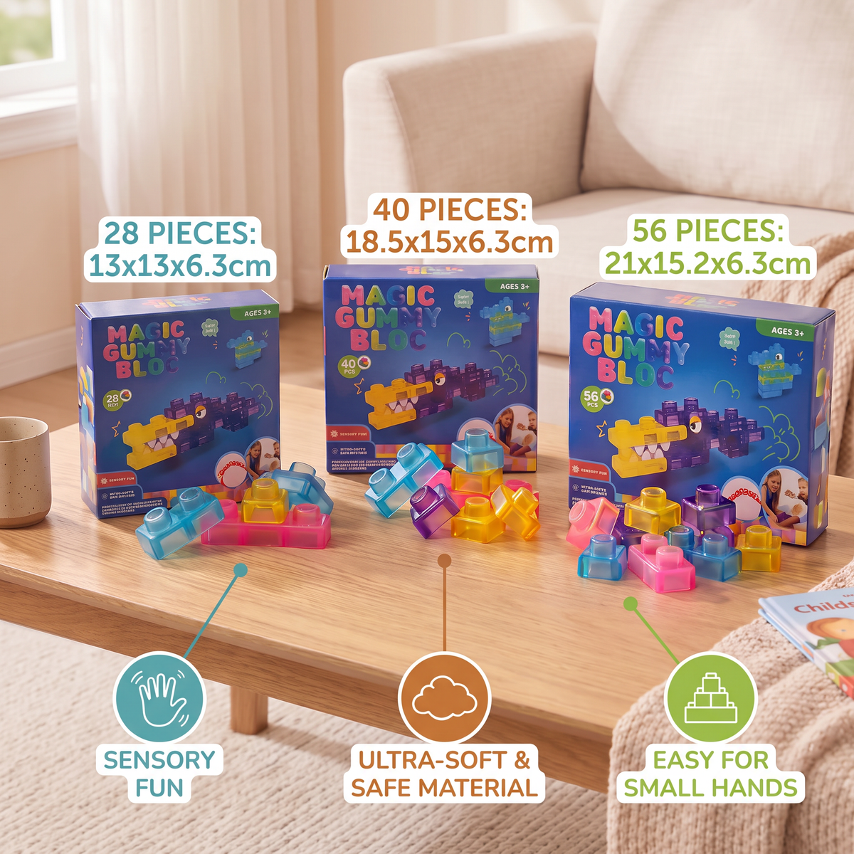 Safe & Soft Squishy Jelly Building Blocks for Kids