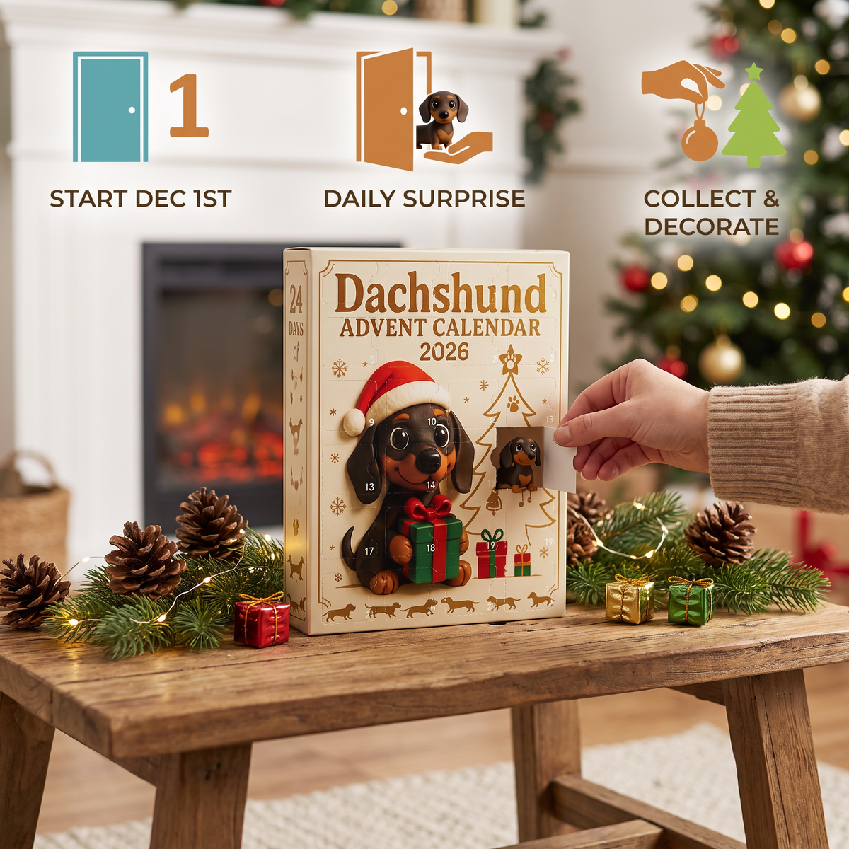 24-Day Dachshund Advent Calendar with Surprise Figurines