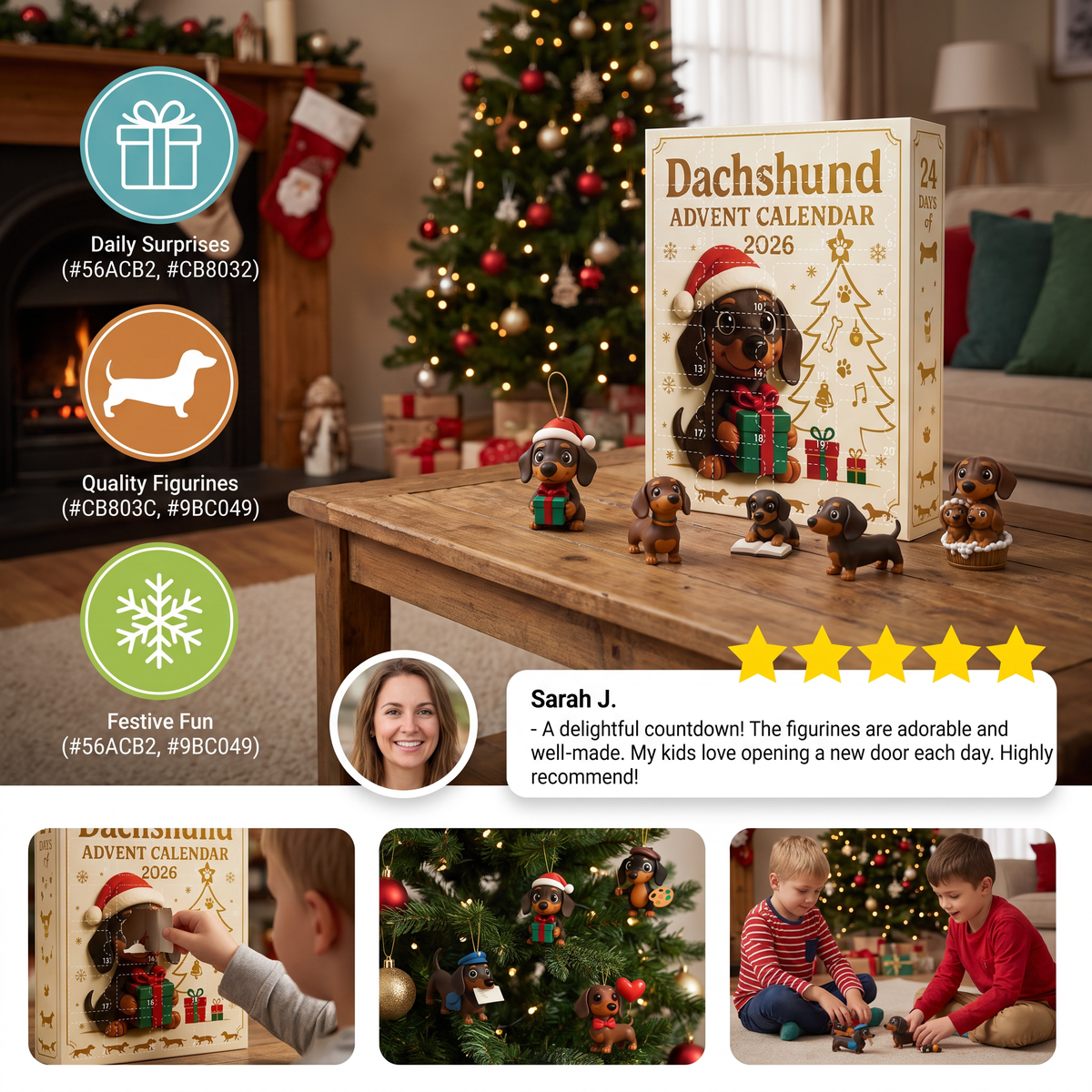 24-Day Dachshund Advent Calendar with Surprise Figurines
