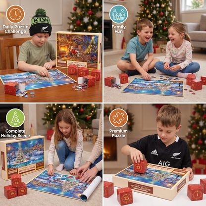 Christmas Jigsaw Puzzle Advent Calendar – 1008-Piece 24-Day Countdown Puzzle Set
