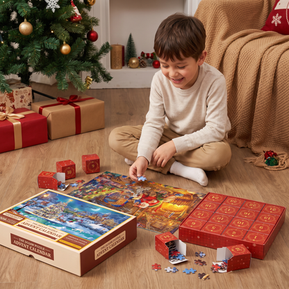 Christmas Jigsaw Puzzle Advent Calendar – 1008-Piece 24-Day Countdown Puzzle Set