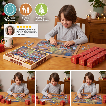 Christmas Jigsaw Puzzle Advent Calendar – 1008-Piece 24-Day Countdown Puzzle Set