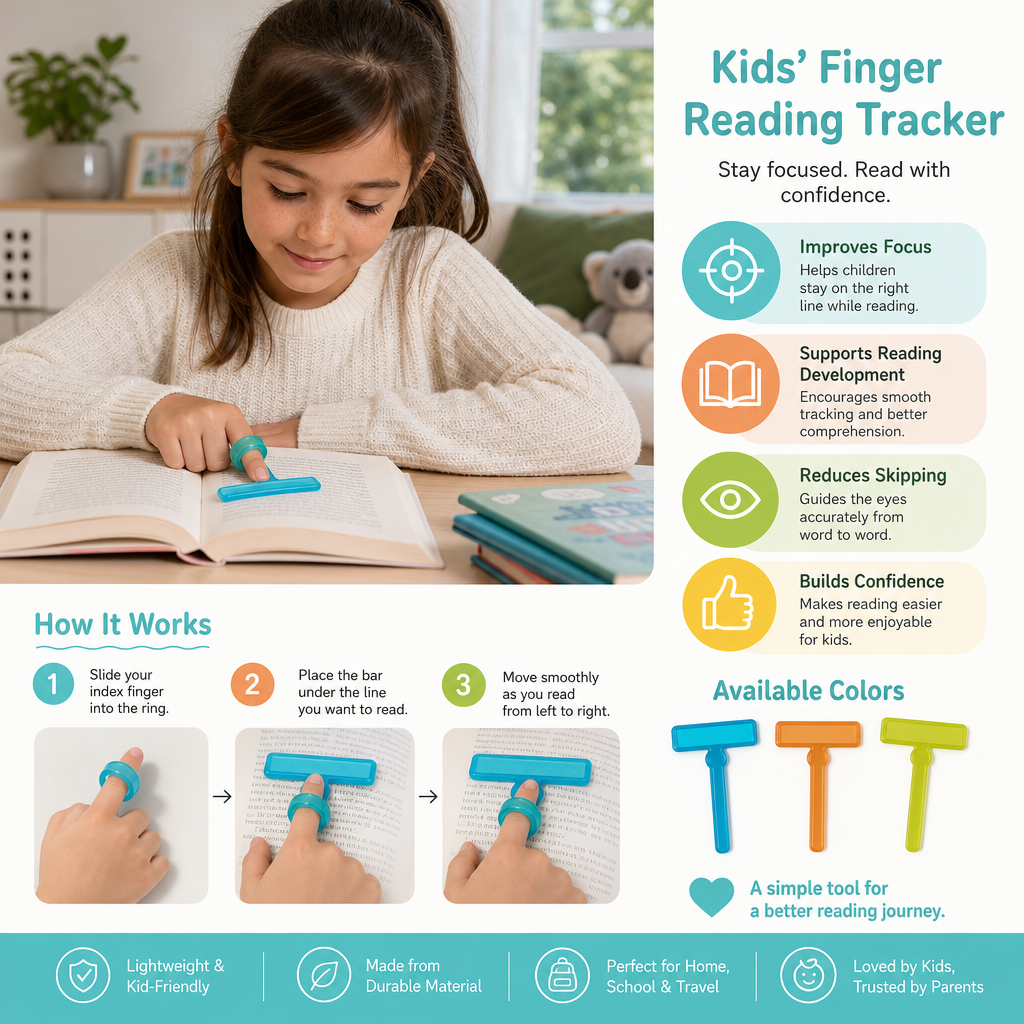 Kids’ Finger Reading Tracker – Translucent Reading Guide