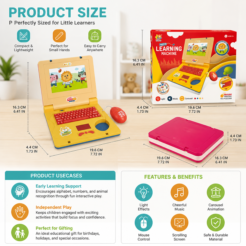 Kids’ Interactive Laptop with Lights, Music & Scrolling Screen