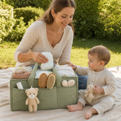 Plush Sherpa Baby Diaper Caddy – Storage Basket for Nursery & Changing Table