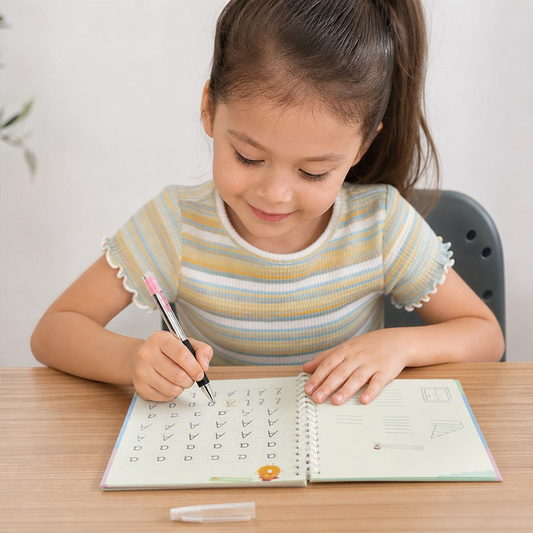 Magic Reusable Grooved Handwriting Practice Books with Disappearing Ink Pens