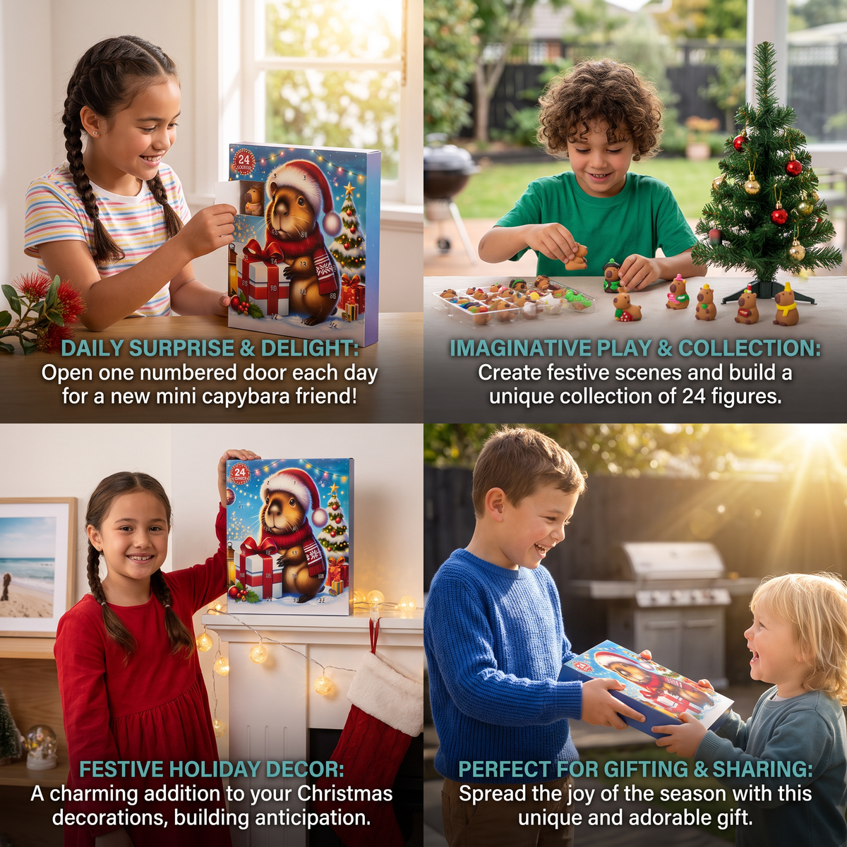 24-Day Capybara Christmas Advent Calendar - 24 Cute Mini Figures