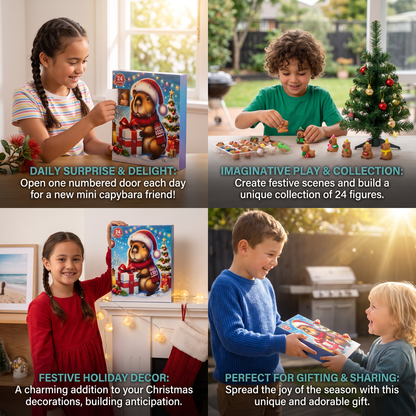 24-Day Capybara Christmas Advent Calendar - 24 Cute Mini Figures