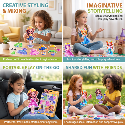 Magnetic Dress-Up Doll Set with Interchangeable Outfits