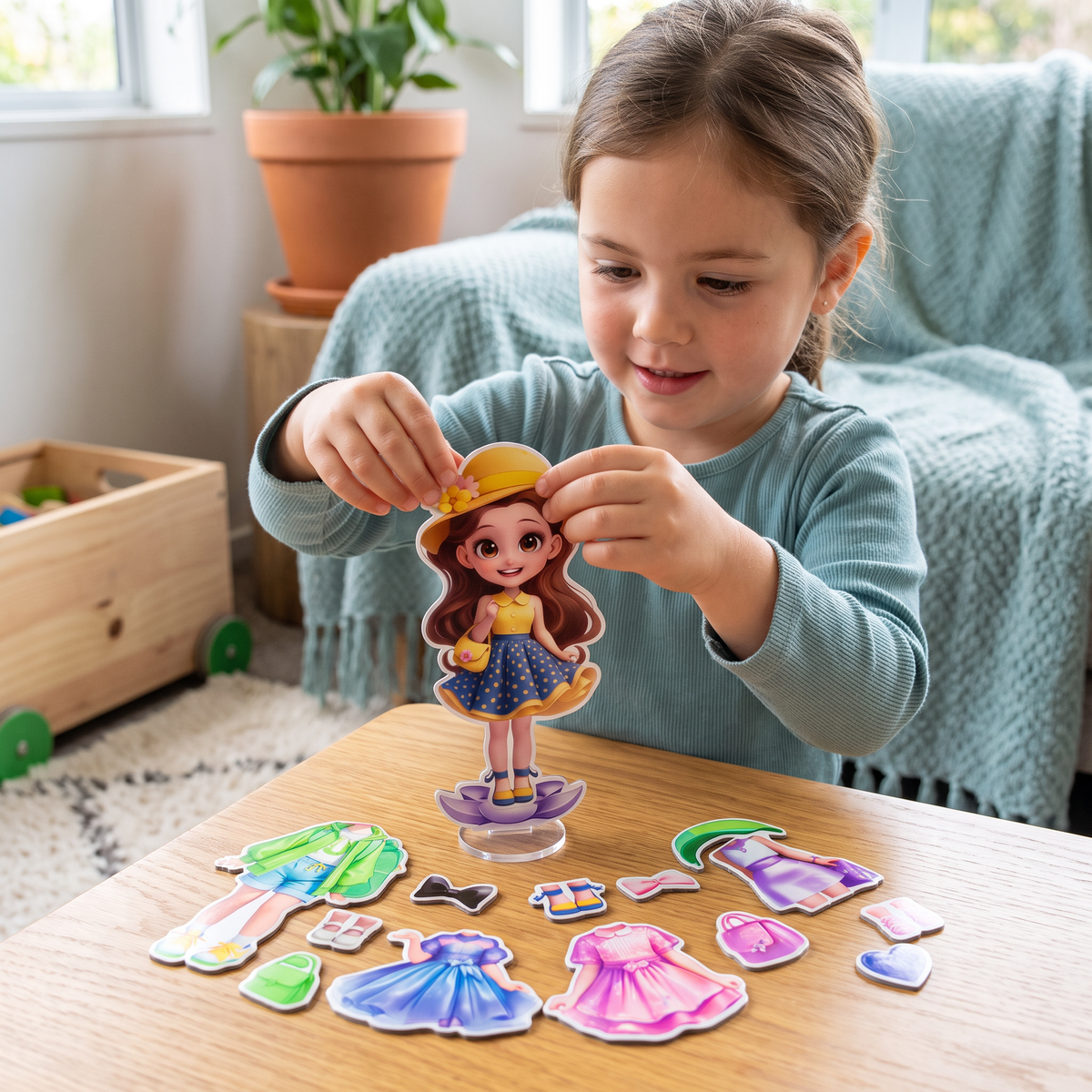 Magnetic Dress-Up Doll Set with Interchangeable Outfits