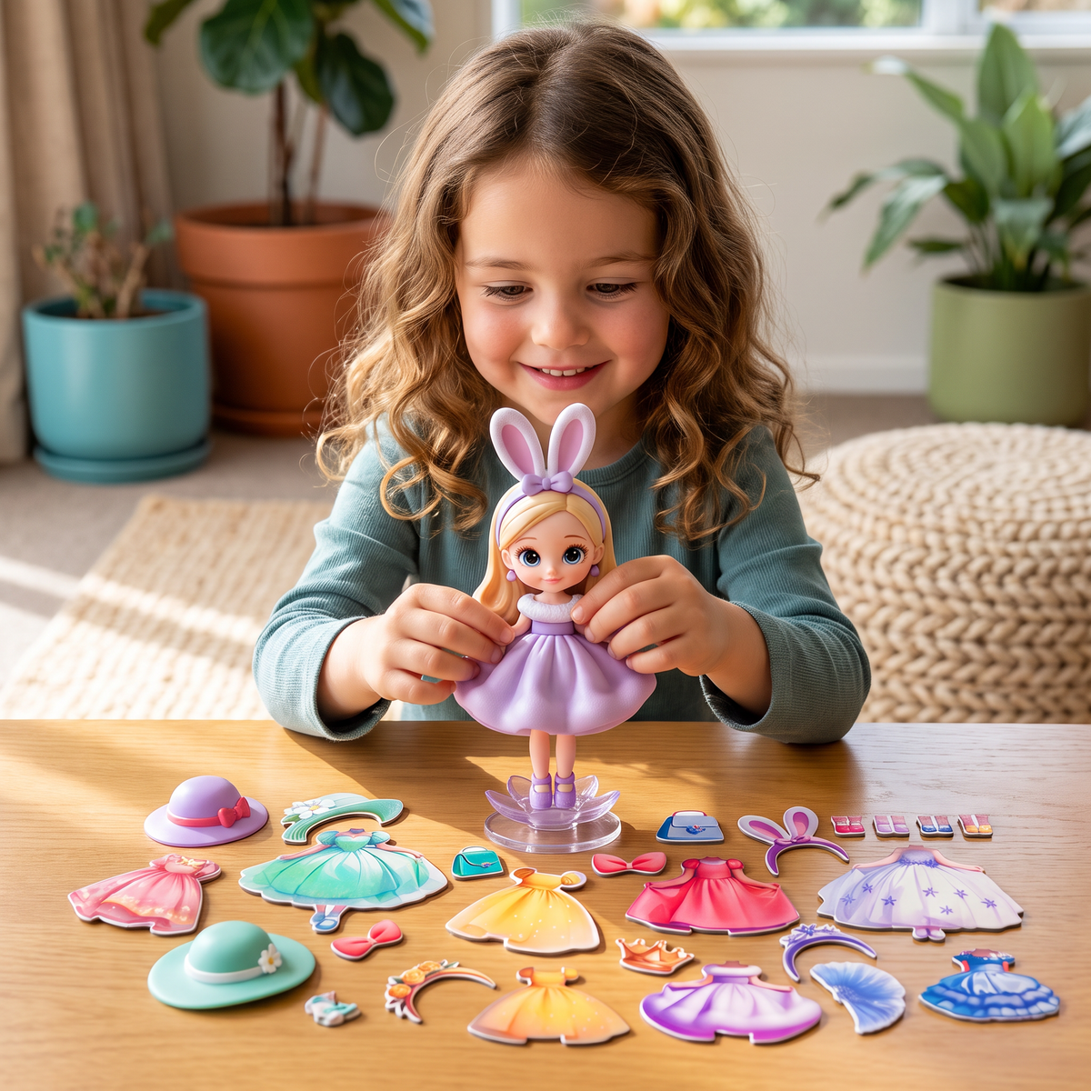 Magnetic Dress-Up Doll Set with Interchangeable Outfits