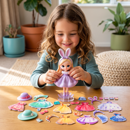 Magnetic Dress-Up Doll Set with Interchangeable Outfits