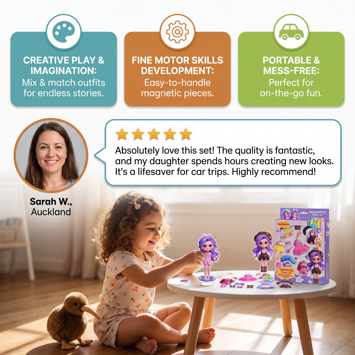 Magnetic Dress-Up Doll Set with Interchangeable Outfits