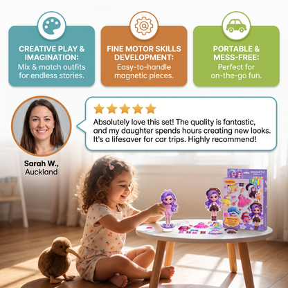Magnetic Dress-Up Doll Set with Interchangeable Outfits