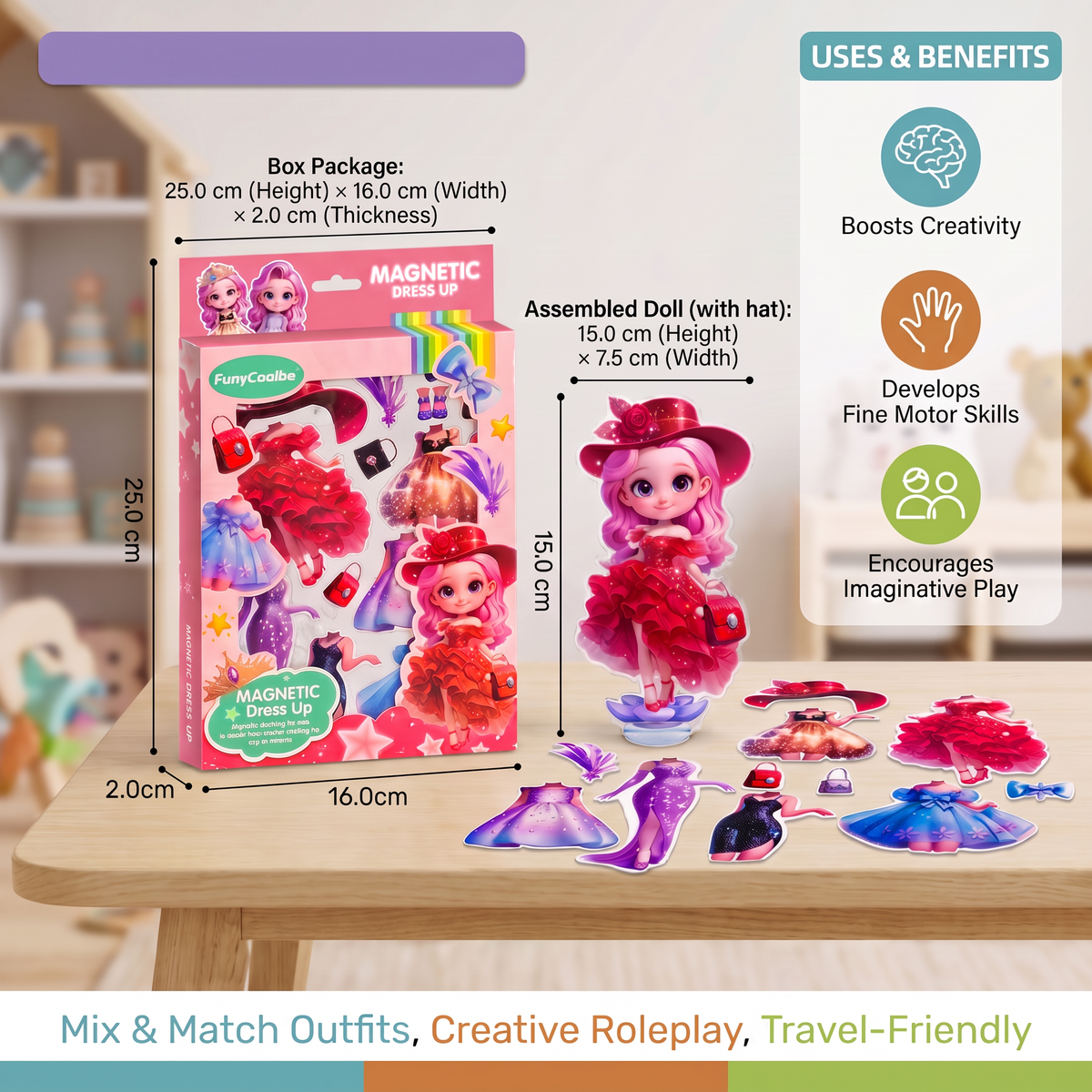 Magnetic Dress-Up Doll Set with Interchangeable Outfits